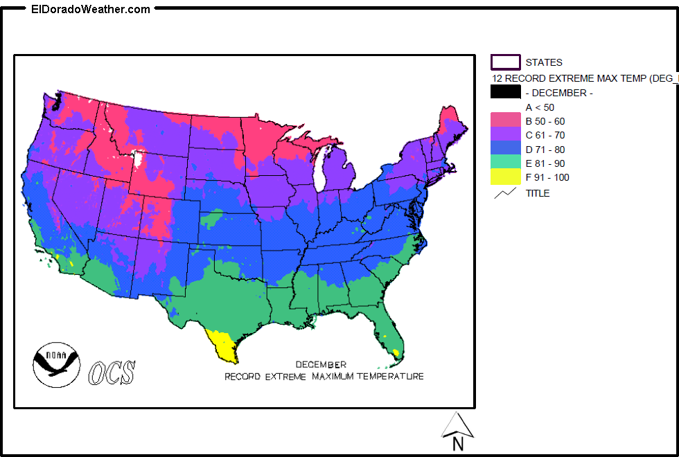 United States December Record Extreme Maximum Temperature